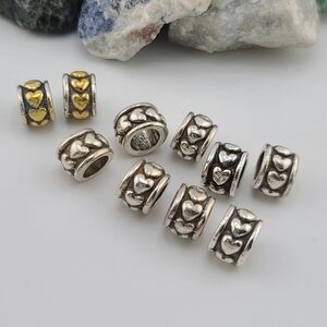 $180 Brighton "Heart Minis" Set Of 10 Beads! MSRP $18 Each! 2 Gold & 8 Silver!